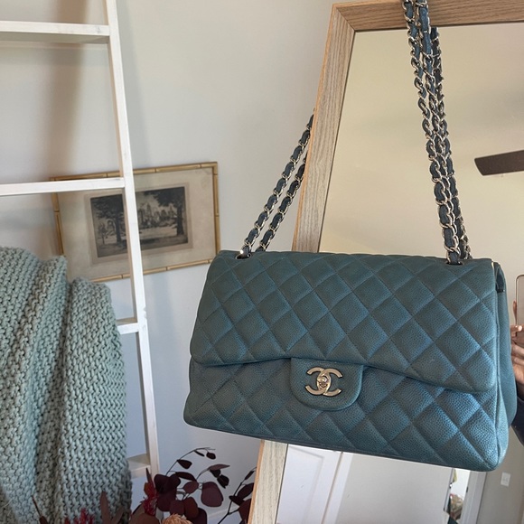 Chanel jumbo flap bag caviar double flap turquoise - Picture 12 of 17